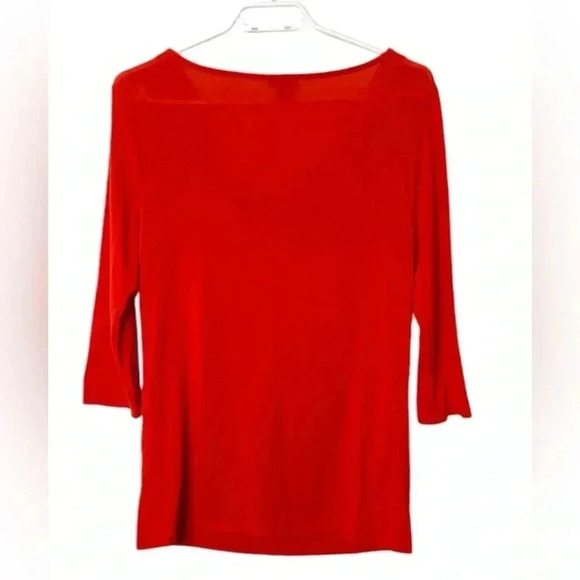 Ann Taylor Red Sweater, draped neckline, stretchy, size medium - Picture 3 of 4